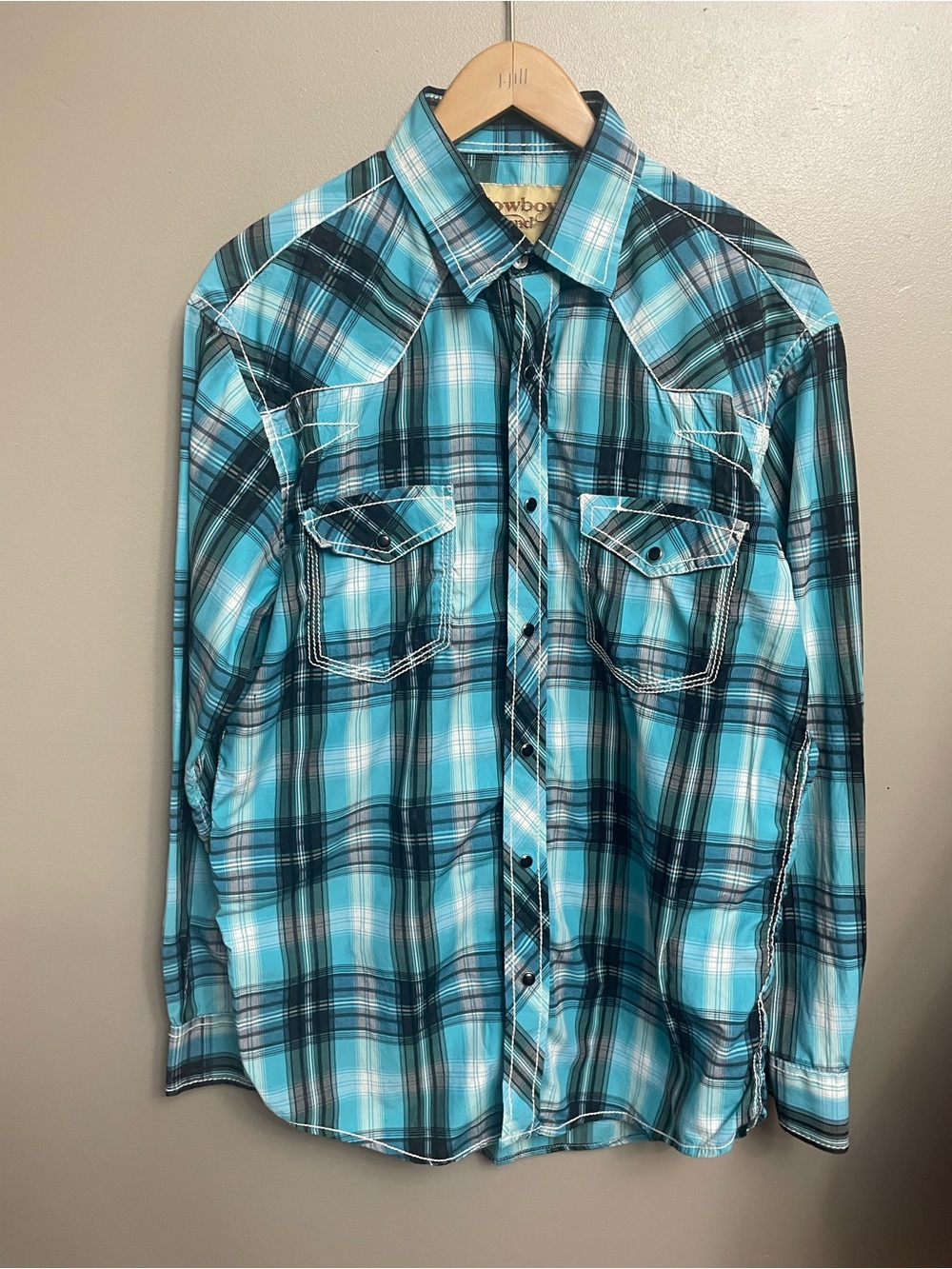 Cowboy Legend Mens Western Plaid Pearl Snap Shirt Large